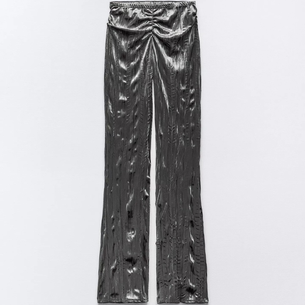Zara Wrinkle Look Velvet Flares
